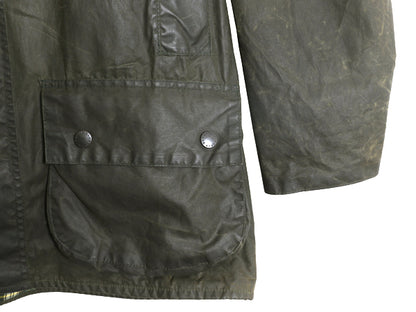 90s イギリス製 ★ バブアー ビューフォート オイルド ジャケット メンズ XL オールド パイル ライナー付き ハーフ コート ハンティング 緑