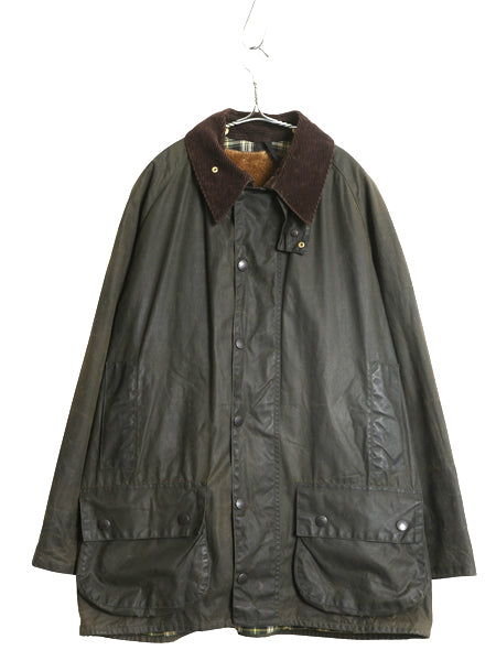 90s イギリス製 ★ バブアー ビューフォート オイルド ジャケット メンズ XL オールド パイル ライナー付き ハーフ コート ハンティング 緑
