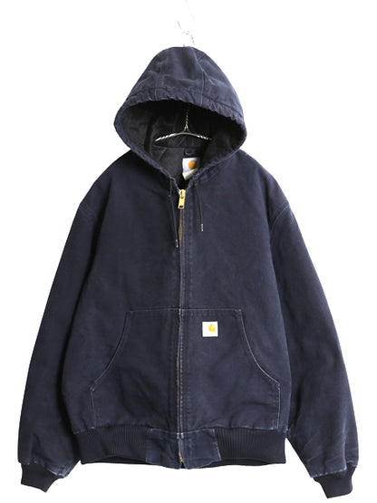 US企画 カーハート アクティブ ジャケット メンズ L / ワーク ダック パーカー 中綿 キルティング ライナー フルジップ ブルゾン ネイビー