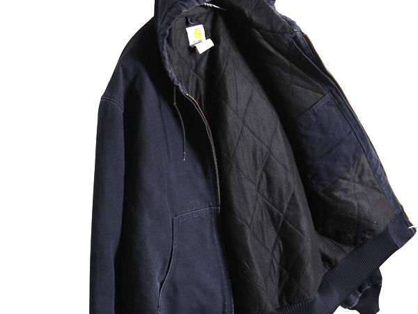 US企画 カーハート アクティブ ジャケット メンズ L / ワーク ダック パーカー 中綿 キルティング ライナー フルジップ ブルゾン ネイビー