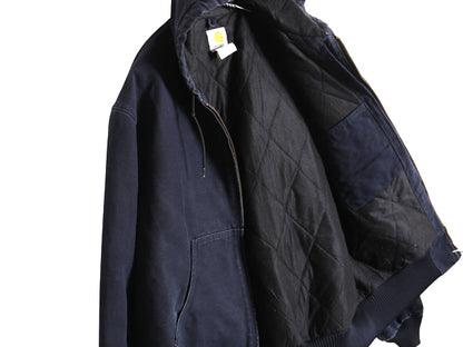 US企画 カーハート アクティブ ジャケット メンズ L / ワーク ダック パーカー 中綿 キルティング ライナー フルジップ ブルゾン ネイビー