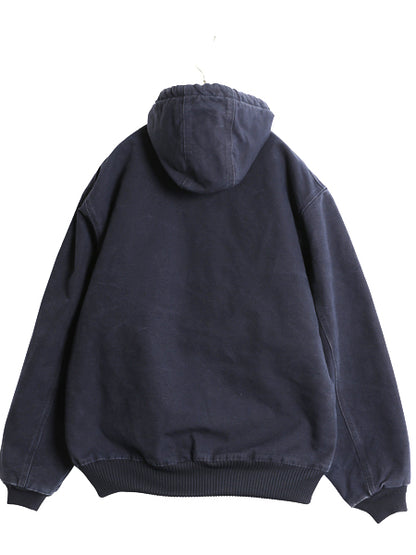 US企画 カーハート アクティブ ジャケット メンズ L / ワーク ダック パーカー 中綿 キルティング ライナー フルジップ ブルゾン ネイビー