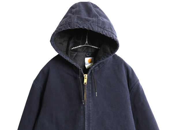 US企画 カーハート アクティブ ジャケット メンズ L / ワーク ダック パーカー 中綿 キルティング ライナー フルジップ ブルゾン ネイビー