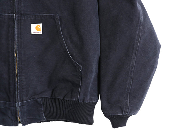 US企画 カーハート アクティブ ジャケット メンズ L / ワーク ダック パーカー 中綿 キルティング ライナー フルジップ ブルゾン ネイビー