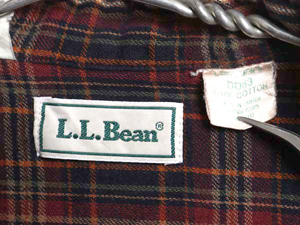 90s エルエルビーン ダック 長袖 シャツ メンズ L / 古着 オールド チェック フランネル ライナー付き ジャケット ワーク アウトドア 無地 
