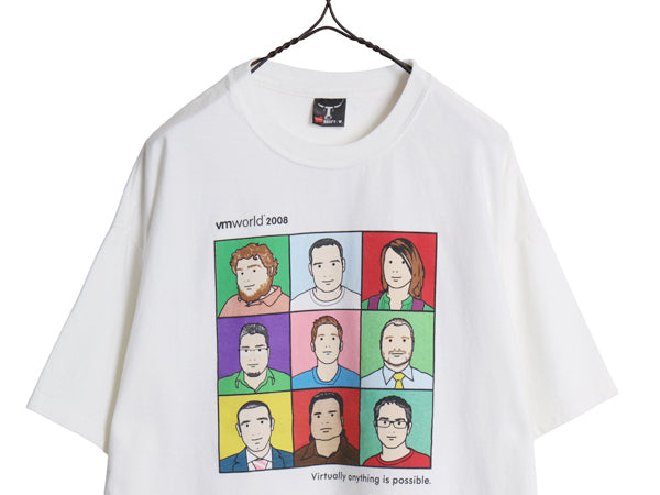 00s ★ VMware 企業物 ジュリアンオピー アート プリント Tシャツ メンズ XL 古着 オールド コンピューター グラフィック 大きいサイズ 白