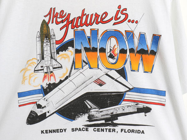 90s USA製 NASA スペースシャトル イラスト プリント 半袖 Tシャツ メンズ XL オールド 当時物 星条旗 大きいサイズ シングルステッチ 白 