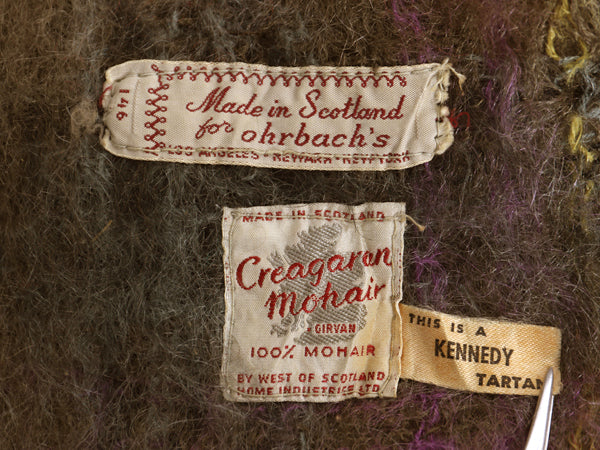 50's 60's スコットランド製 100% モヘア 大判 ストール メンズ レディース / ヴィンテージ チェック フリンジ付き 上質 防寒 大きいサイズ