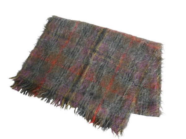 50's 60's スコットランド製 100% モヘア 大判 ストール メンズ レディース / ヴィンテージ チェック フリンジ付き 上質 防寒 大きいサイズ