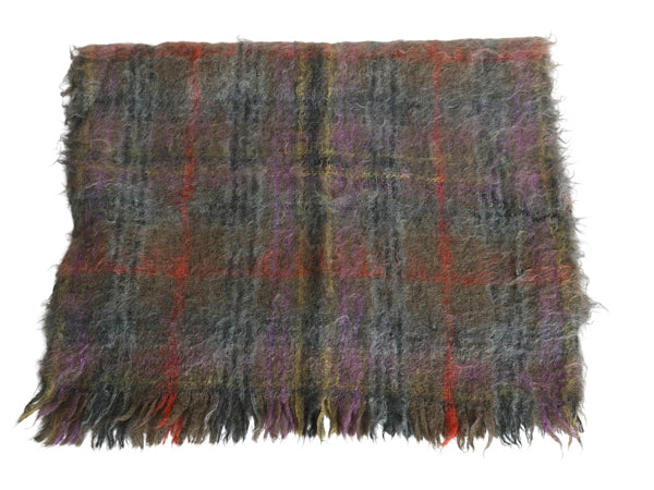 50's 60's スコットランド製 100% モヘア 大判 ストール メンズ レディース / ヴィンテージ チェック フリンジ付き 上質 防寒 大きいサイズ