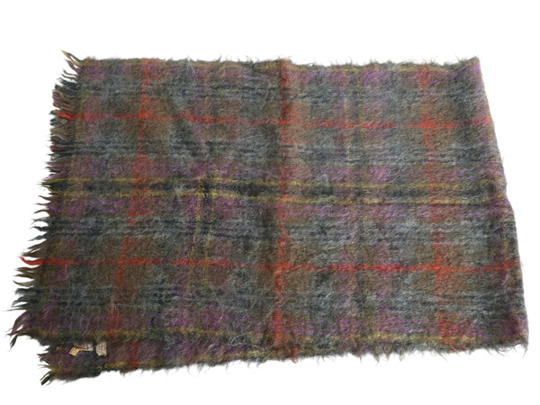 50's 60's スコットランド製 100% モヘア 大判 ストール メンズ レディース / ヴィンテージ チェック フリンジ付き 上質 防寒 大きいサイズ