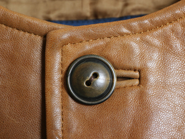 00s ラルフローレン 本革 レザー ベスト レディース M / オールド ポロ イギリス軍 ジャーキン タイプ  ヴィンテージ モデル 重ね着 前開き