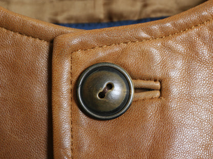 00s ラルフローレン 本革 レザー ベスト レディース M / オールド ポロ イギリス軍 ジャーキン タイプ  ヴィンテージ モデル 重ね着 前開き