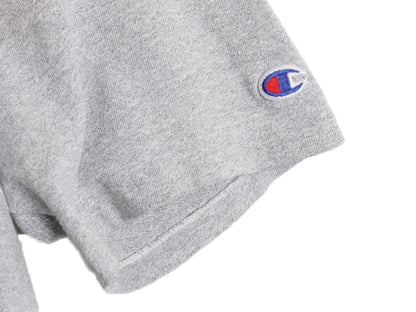 90s USA製 チャンピオン カレッジ プリント 半袖 Tシャツ メンズ L 古着 オールド カットソー クルーネック 目付き シンプル 霜降り グレー