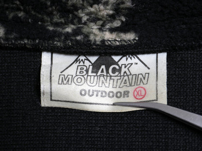 90s USA製 BLACK MOUNTAIN クマ イラスト パイル フリース ジャケット メンズ XL / オールド 毛長 ボア アニマル アート 大きいサイズ 黒