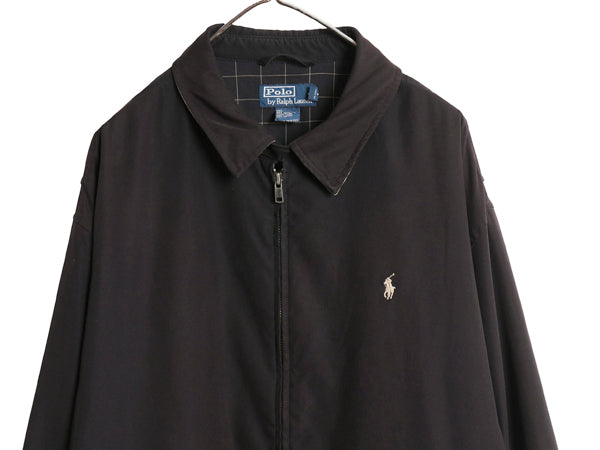 90s ポロ ラルフローレン スイングトップ ジャケット メンズ XXL / オールド スムース 素材 フルジップ チェック ライナー 大きいサイズ 黒