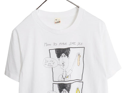 80s USA製 下ネタ ジョーク イラスト プリント Tシャツ メンズ M 小さめ S / ヴィンテージ キャラクター エロ メッセージ シングルステッチ
