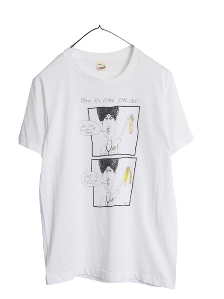 80s USA製 下ネタ ジョーク イラスト プリント Tシャツ メンズ M 小さめ S / ヴィンテージ キャラクター エロ メッセージ シングルステッチ