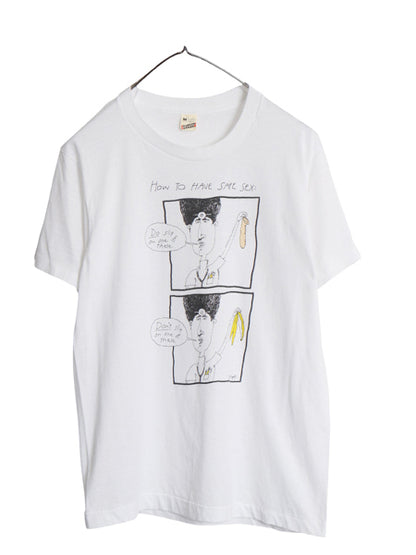 80s USA製 下ネタ ジョーク イラスト プリント Tシャツ メンズ M 小さめ S / ヴィンテージ キャラクター エロ メッセージ シングルステッチ