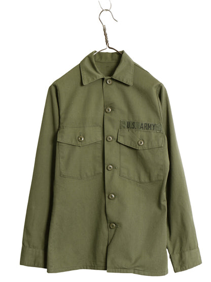 70s 米軍実物 US ARMY ユーティリティ シャツ S 程/ 78年製 ヴィンテージ ミリタリー 軍物 OG507 長袖シャツ ボックス ワッペン オリーブ