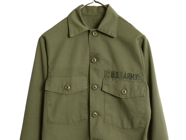 70s 米軍実物 US ARMY ユーティリティ シャツ S 程/ 78年製 ヴィンテージ ミリタリー 軍物 OG507 長袖シャツ ボックス ワッペン オリーブ