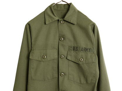 70s 米軍実物 US ARMY ユーティリティ シャツ S 程/ 78年製 ヴィンテージ ミリタリー 軍物 OG507 長袖シャツ ボックス ワッペン オリーブ