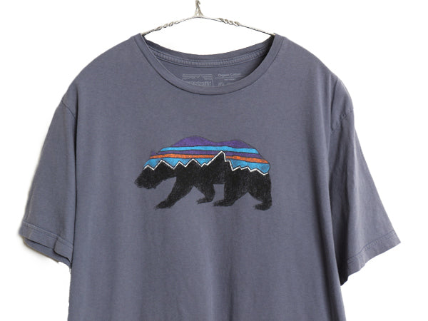 パタゴニア プリント 半袖 Tシャツ メンズ L / 古着 アウトドア フィッツロイ ベア グラフィック アート イラスト アニマル シンプル 青 灰
