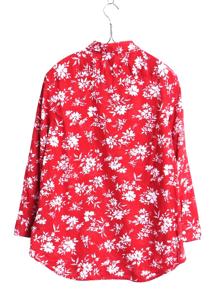 00s ローレン ラルフローレン 総柄 七分袖 シャツ レディース M / オールド 薄手 コットン ブラウス ボタニカル 花柄 カジュアル きれいめ