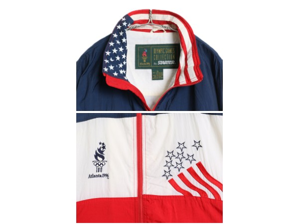 90s アトランタ オリンピック アメリカ 代表 ナイロン ジャケット メンズ XL / オールド オフィシャル スターター スタジャン 大きいサイズ