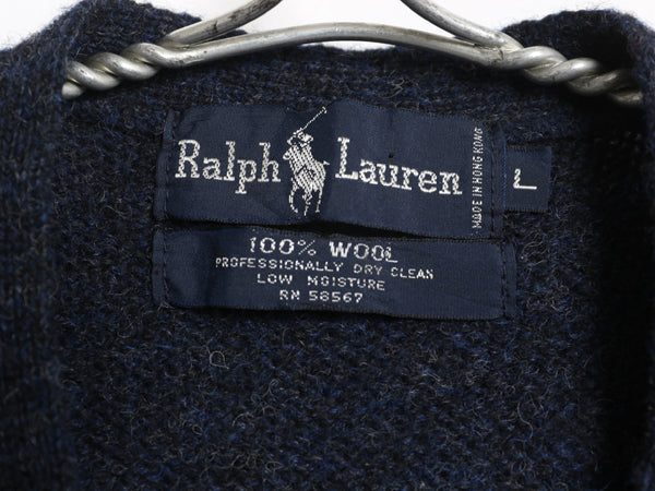 80s ラルフローレン ニット ベスト キッズ L 120cm 程 ヴィンテージ ポロ ウール セーター 前開き 重ね着 フェアアイル マルチカラー 子供