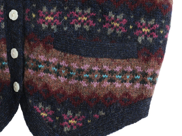 80s ラルフローレン ニット ベスト キッズ L 120cm 程 ヴィンテージ ポロ ウール セーター 前開き 重ね着 フェアアイル マルチカラー 子供