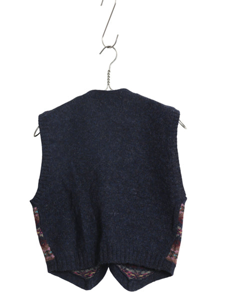 80s ラルフローレン ニット ベスト キッズ L 120cm 程 ヴィンテージ ポロ ウール セーター 前開き 重ね着 フェアアイル マルチカラー 子供