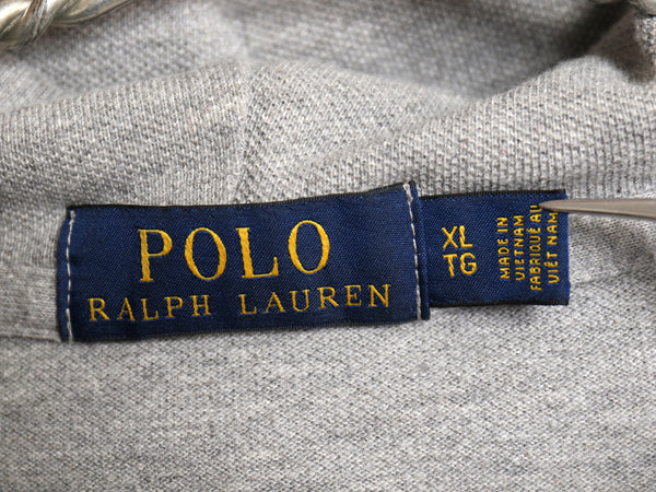 ビッグポニー ポロ ラルフローレン 鹿の子 パーカー メンズ XL / フード付き 長袖 ポロシャツ コットン ナンバリング 大きいサイズ グレー