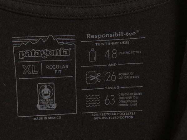 パタゴニア 両面 プリント 長袖 Tシャツ メンズ XL / 19年製 ロンT ロングスリーブ P6 バックプリント ボックスロゴ カットソー ブラック