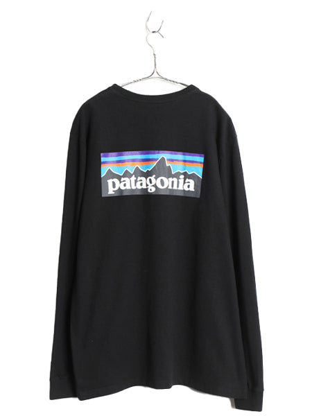 パタゴニア 両面 プリント 長袖 Tシャツ メンズ XL / 19年製 ロンT ロングスリーブ P6 バックプリント ボックスロゴ カットソー ブラック