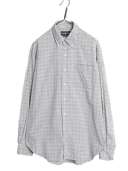 00s ラルフローレン チェック 長袖 ボタンダウン シャツ メンズ L / オールド ポロ 長袖シャツ コットン ワイシャツ ワンポイント シンプル