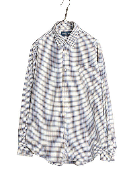 00s ラルフローレン チェック 長袖 ボタンダウン シャツ メンズ L / オールド ポロ 長袖シャツ コットン ワイシャツ ワンポイント シンプル
