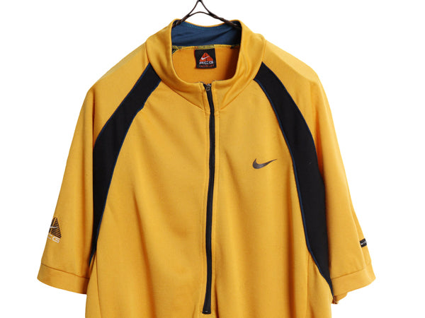 90s USA製 ☆ ナイキ ACG プルオーバー 半袖 サイクル ジャージ メンズ XL オールド スウッシュ サイクリング ウェア ハーフジップ 自転車