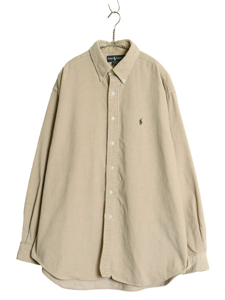 90s ラルフローレン 太畝 コーデュロイ 長袖 ボタンダウン シャツ メンズ XL オールド ポロ BLAIRE 無地 ワンポイント ポニー 大きいサイズ