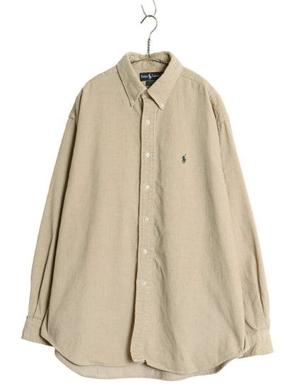 90s ラルフローレン 太畝 コーデュロイ 長袖 ボタンダウン シャツ メンズ XL オールド ポロ BLAIRE 無地 ワンポイント ポニー 大きいサイズ