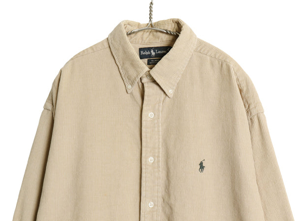 90s ラルフローレン 太畝 コーデュロイ 長袖 ボタンダウン シャツ メンズ XL オールド ポロ BLAIRE 無地 ワンポイント ポニー 大きいサイズ