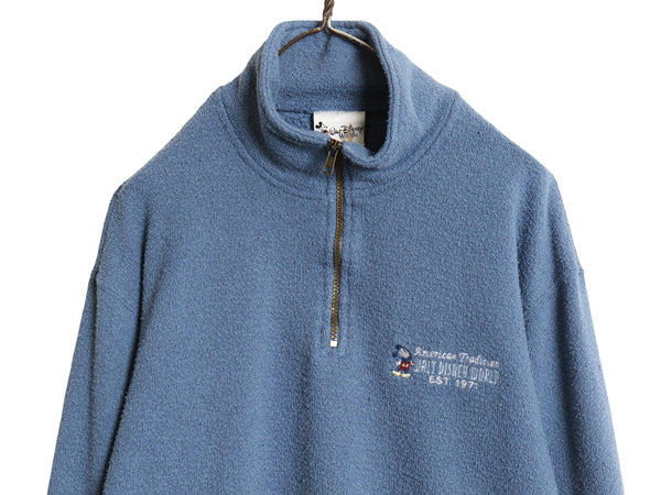 00s USA製 ミッキー ハーフジップ パイル ジャケット メンズ L / オールド ディズニー オフィシャル キャラクター ハイネック プルオーバー