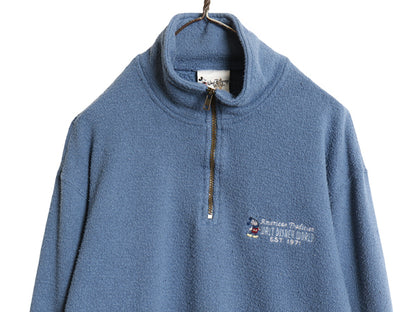 00s USA製 ミッキー ハーフジップ パイル ジャケット メンズ L / オールド ディズニー オフィシャル キャラクター ハイネック プルオーバー