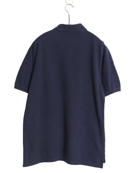 00s ポロ ラルフローレン 鹿の子 半袖 ポロシャツ キッズ XL メンズ S 程 古着 オールド ポニー ワンポイント 半袖シャツ 無地 トップス 紺