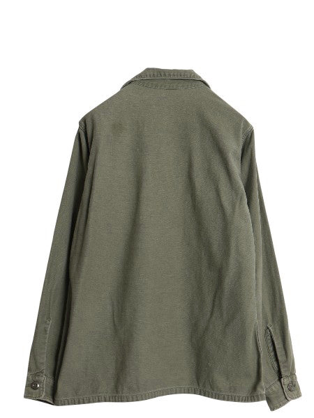 70s 米軍実物 US ARMY コットン サテン ユーティリティ シャツ M / ヴィンテージ 70年製 OG107 シャツ袖 2nd 3rd ミリタリー 軍物 カーキ