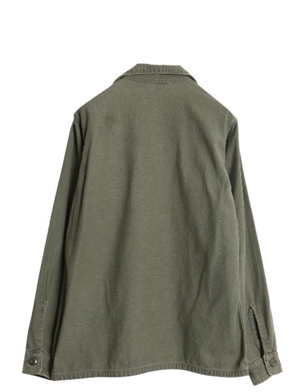 70s 米軍実物 US ARMY コットン サテン ユーティリティ シャツ M / ヴィンテージ 70年製 OG107 シャツ袖 2nd 3rd ミリタリー 軍物 カーキ