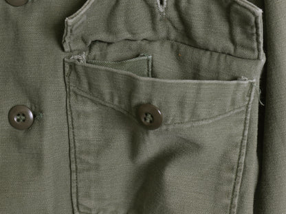70s 米軍実物 US ARMY コットン サテン ユーティリティ シャツ M / ヴィンテージ 70年製 OG107 シャツ袖 2nd 3rd ミリタリー 軍物 カーキ