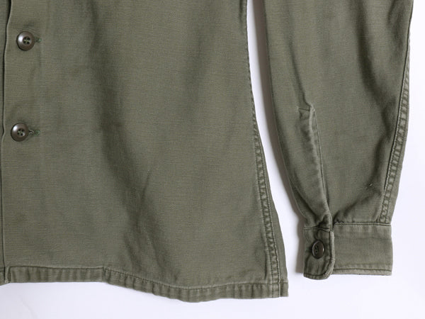 70s 米軍実物 US ARMY コットン サテン ユーティリティ シャツ M / ヴィンテージ 70年製 OG107 シャツ袖 2nd 3rd ミリタリー 軍物 カーキ