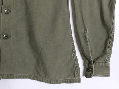 70s 米軍実物 US ARMY コットン サテン ユーティリティ シャツ M / ヴィンテージ 70年製 OG107 シャツ袖 2nd 3rd ミリタリー 軍物 カーキ