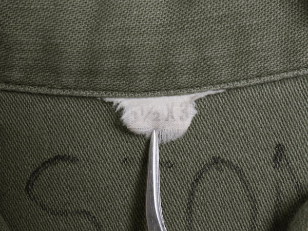 70s 米軍実物 US ARMY コットン サテン ユーティリティ シャツ M / ヴィンテージ 70年製 OG107 シャツ袖 2nd 3rd ミリタリー 軍物 カーキ
